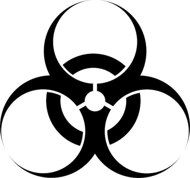 Silhouette Of Biohazard With Curves On Overlaps Of Background Circle