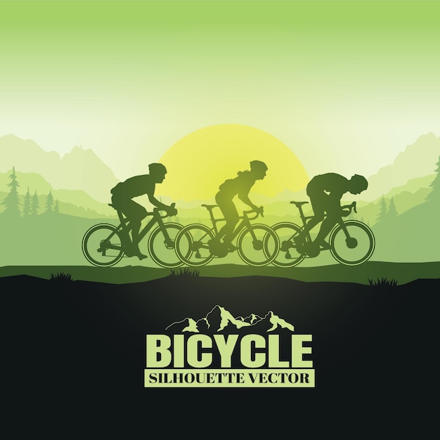 Vector silhouette of the cycling a bicycle vector illustration.