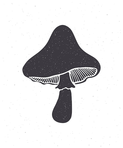 Silhouette of edible mushroom Vector illustration