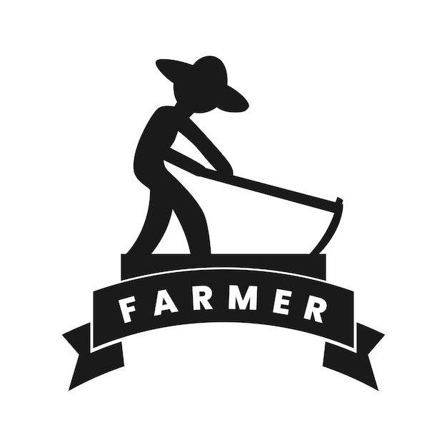 Silhouette farmer logo design template