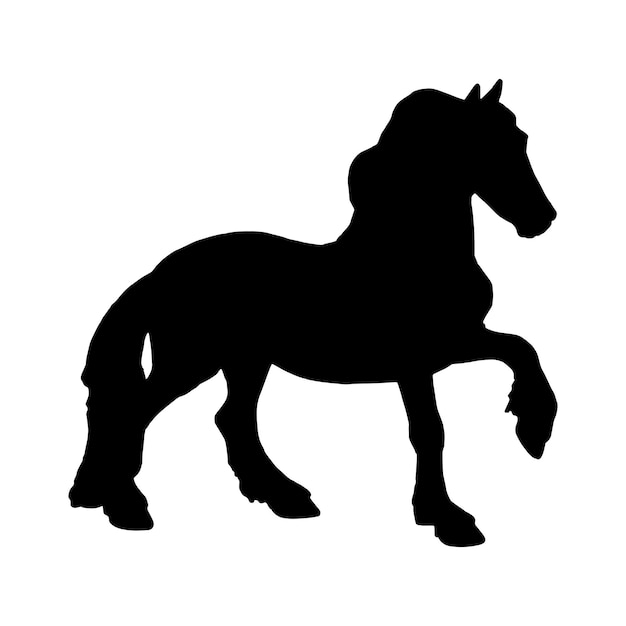 silhouette of horses Isolated black on white background Side view