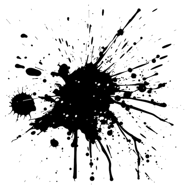 Silhouette ink splatter black color only