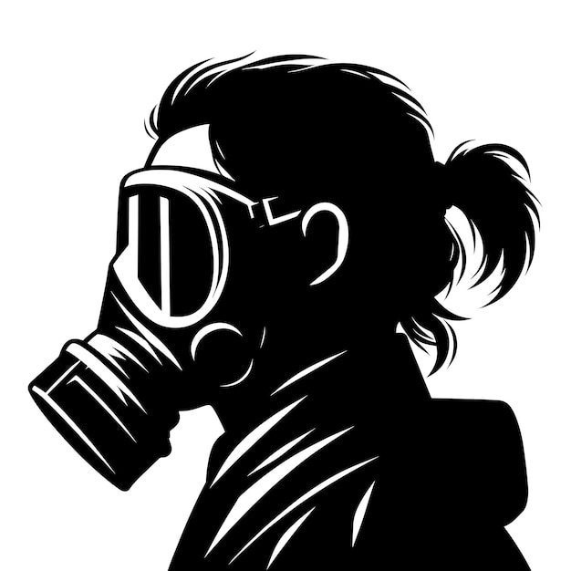 Silhouette of a person wearing a gas mask Vector illustration