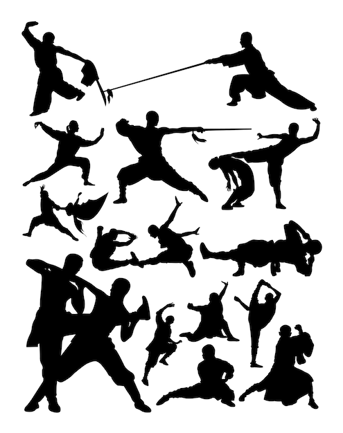 Vector silhouette of shaolin martial arts