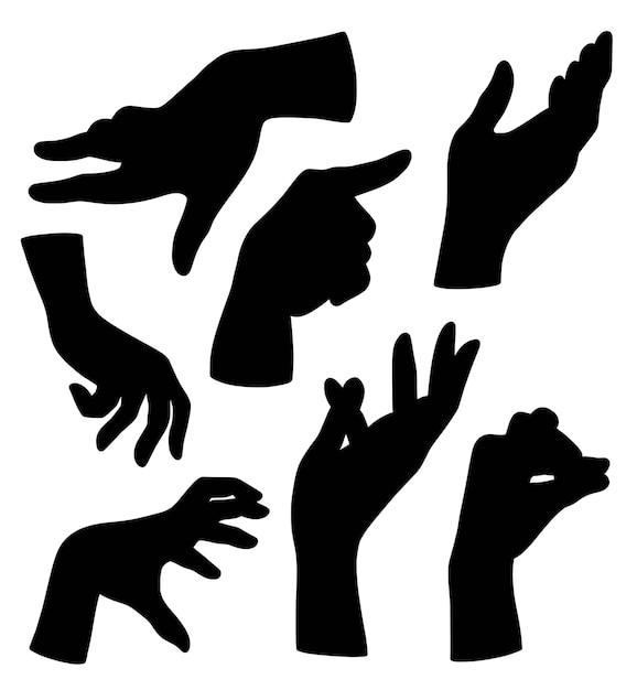 Vector silhouettes of female hand sign