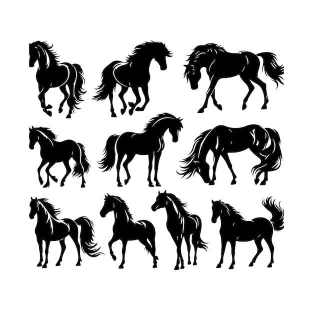 Silhouettes of horses vector