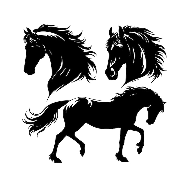 Silhouettes of horses vector