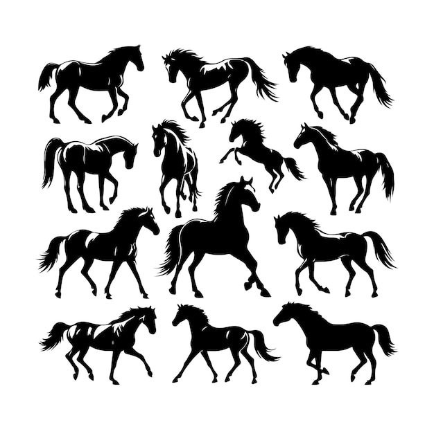 Vector silhouettes of horses vector