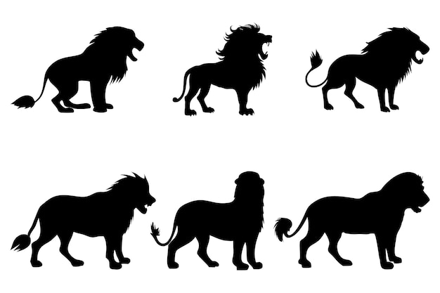 Vector silhouettes of lions