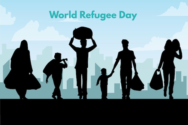 Silhouettes world refugee day