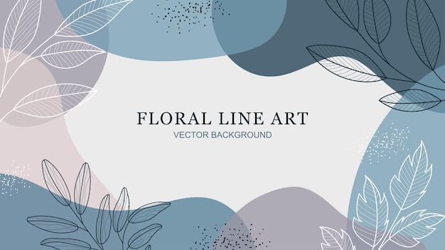 Simple botanical line art with abstract shape background