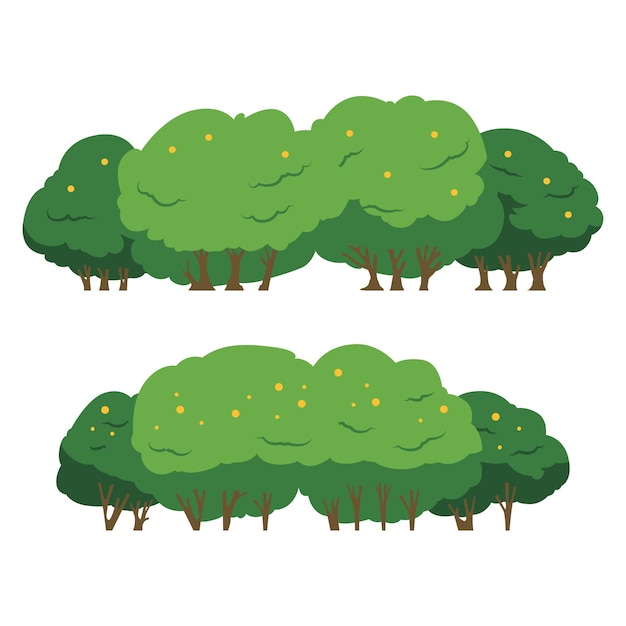 Vector simple clean bush and grass vector set