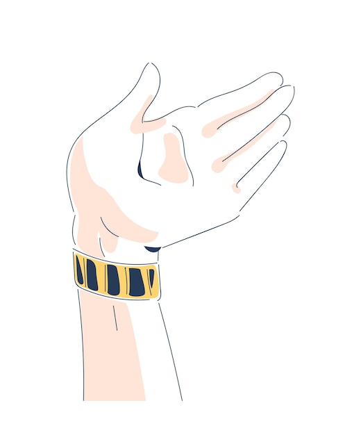 Vector simple doodle hands concept arm with bracelets poster or banner minimalistic creativity and art