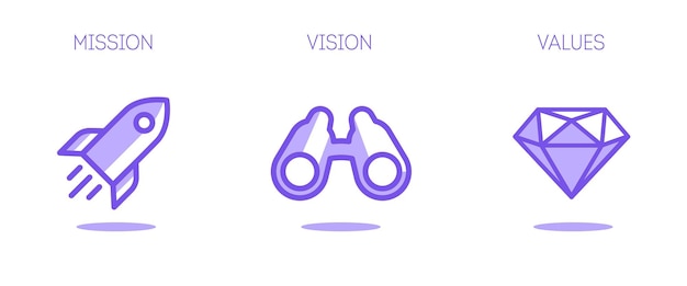 Simple flat icon Mission Vision and Values of company