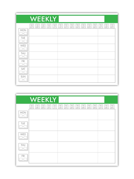 SImple Green Black and White Weekly Planner Template