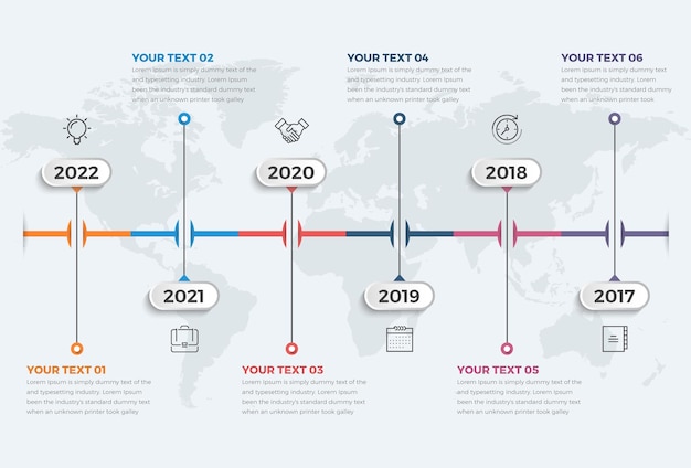 Vector simple horizontal timeline infographics