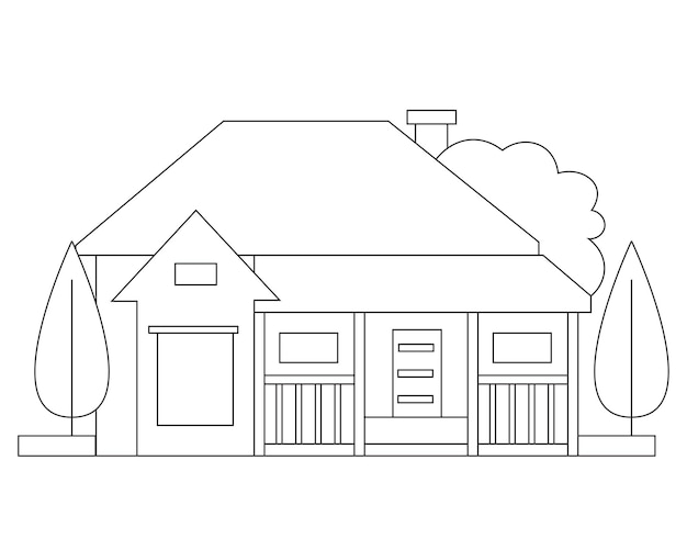 Simple house coloring page village house coloring page easy coloring page design