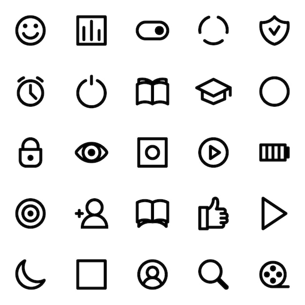 Simple interface vector icons set