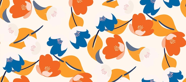 Vector simple minimalistic summer floral seamless pattern