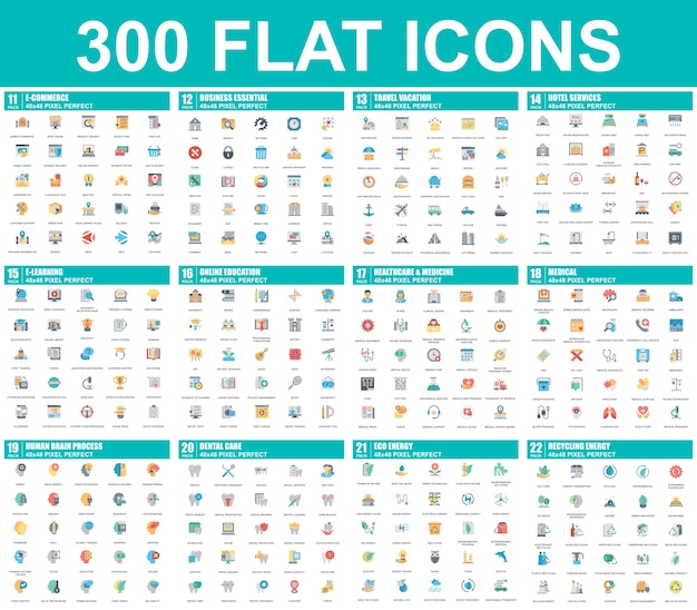 Simple set of vector flat icons