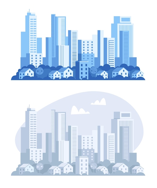 Vector simple urban city town design element flat illustration set