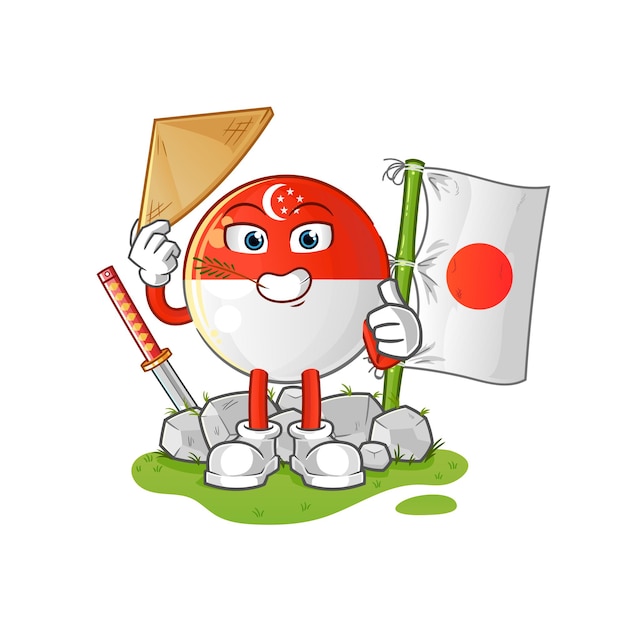 Singapore flag japanese vector. cartoon character