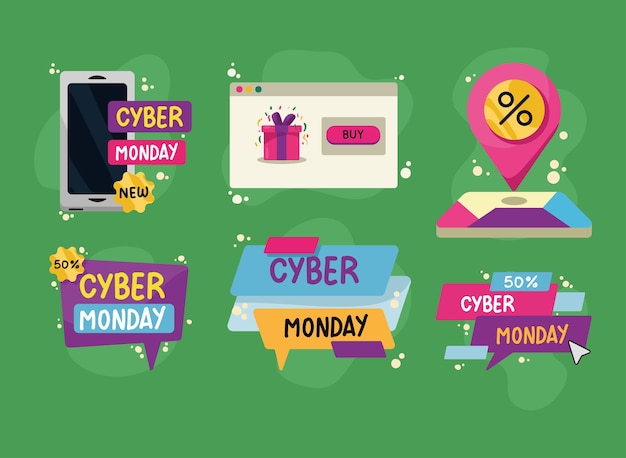 Six cyber monday icons