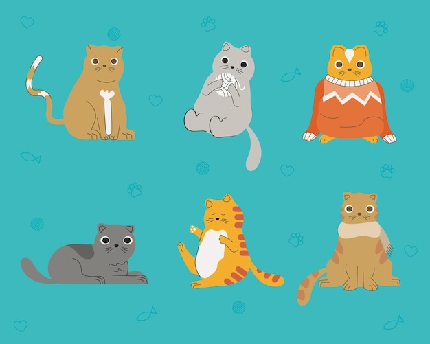 Vector six little cats