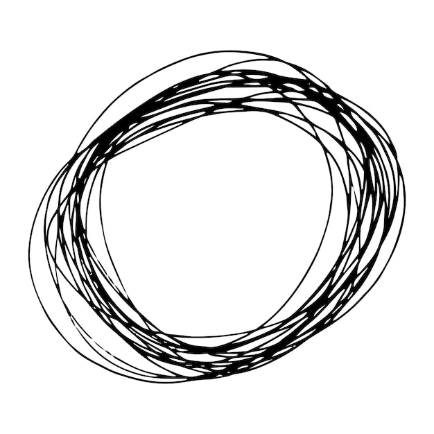 Sketch Hand drawn Ellipse Shape. Abstract Pencil Scribble Drawing. Vector illustration.