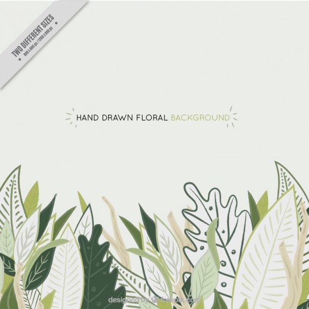 Vector sketches green leaves background