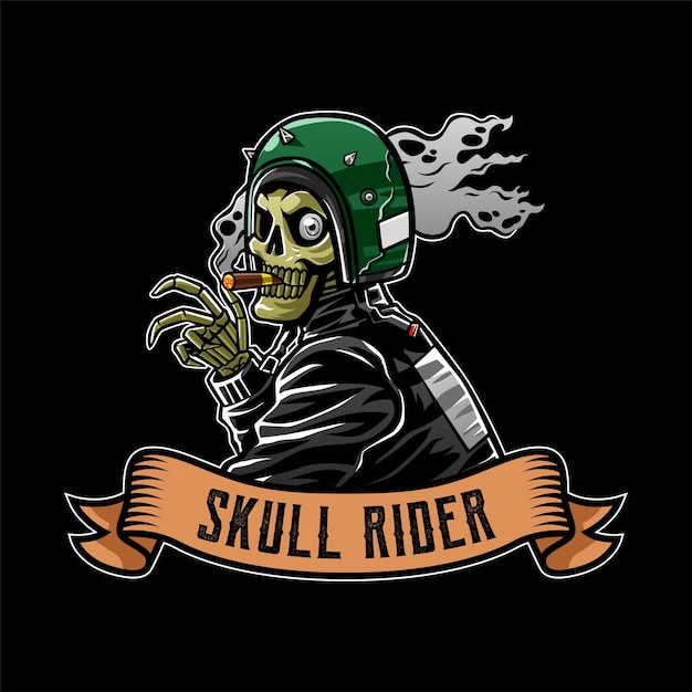 Skull rider with helmet illustration