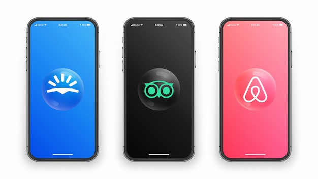 Skyscanner Tripadvisor Airbnb Logo On Smartphone Screen