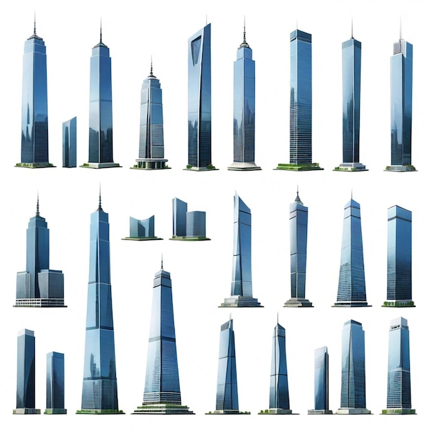 Vector skyscraper vector set white background isolated a h