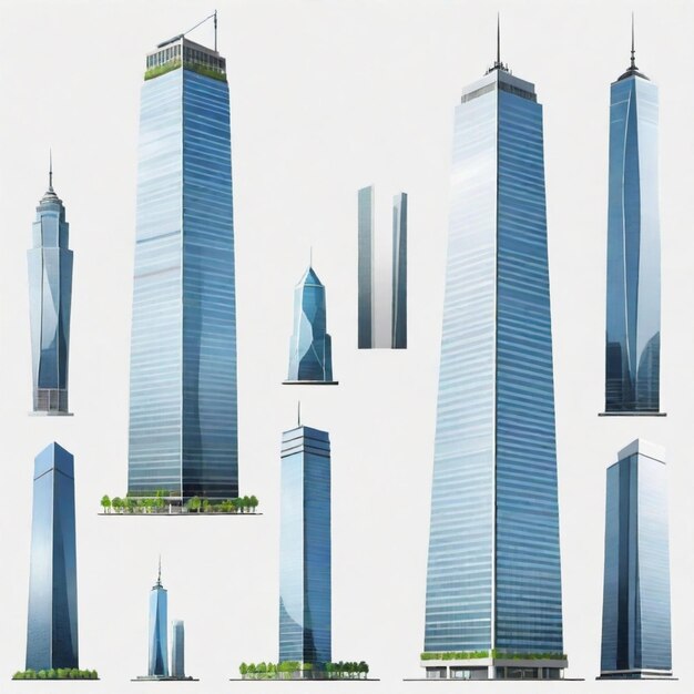 Vector skyscraper vector set white background isolated