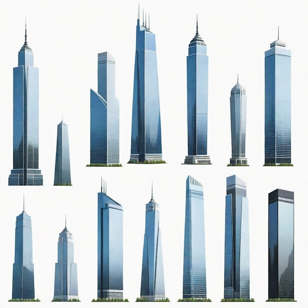 Vector skyscraper vector set white background isolated