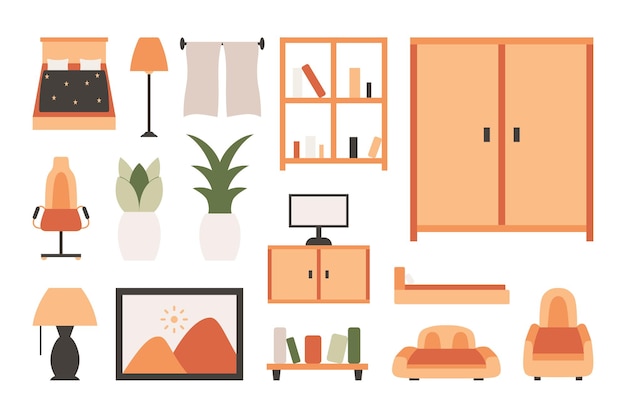 slaapkamer items ontwerp illustratie