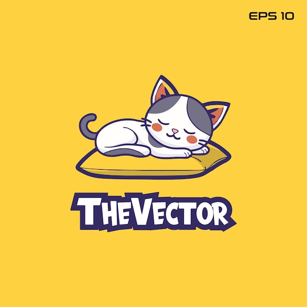 Vector sleepy cat logo vector mascot character cartoon illustration eps10