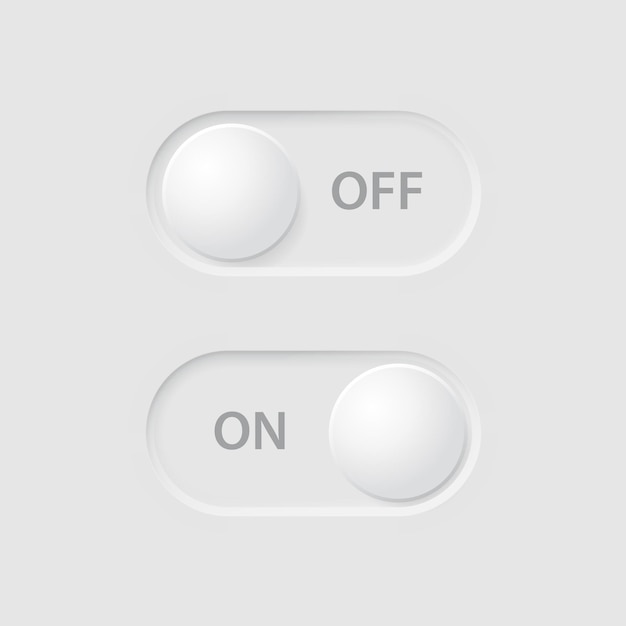 Slider with on and off mode Neomorphism element design for user interface