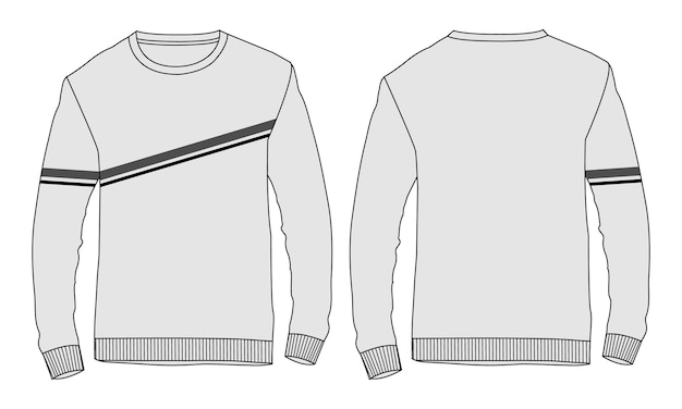 Slim fit Long Sleeve Sweatshirt Technical fashion flat sketch vector illustration template