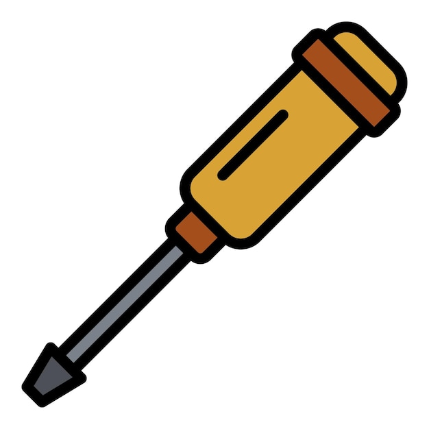 Small screwdriver icon Outline small screwdriver vector icon color flat isolated