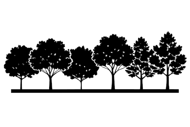 small tree line drawing set I