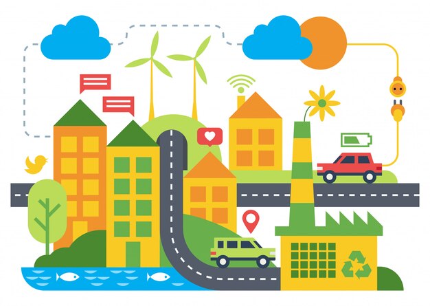 Vector smart city flat illustration