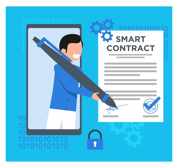 Smart Contract Digital flat concept