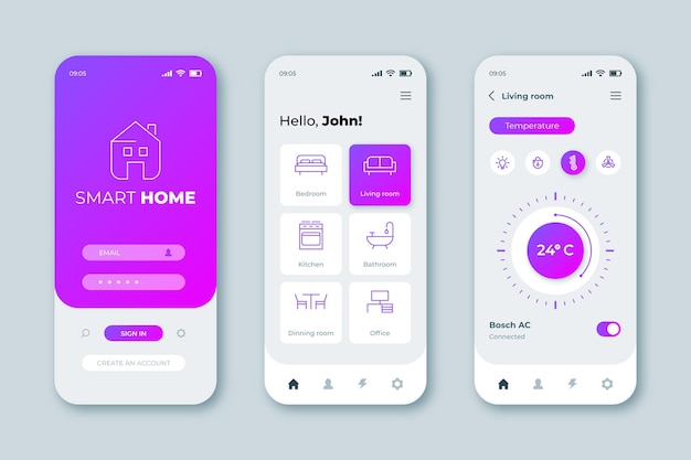 Vector smart home app interface