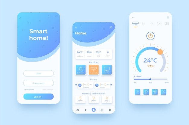 Vector smart home management mobile homepages