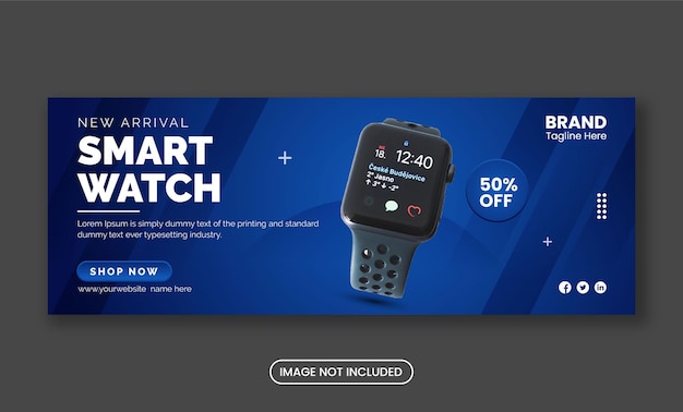 Smart Watch social media Facebook cover banner template Premium Vector