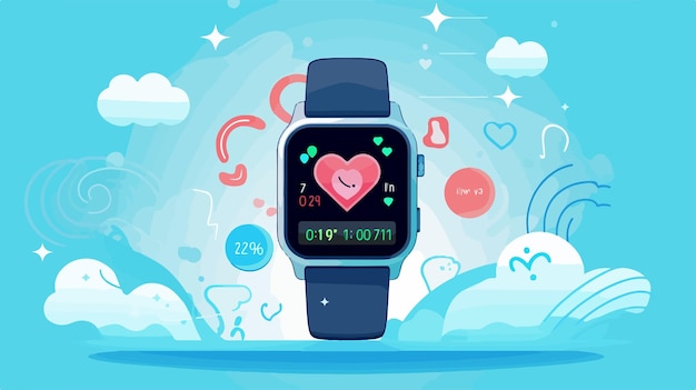 Vector a smart watch with a heart on the screen