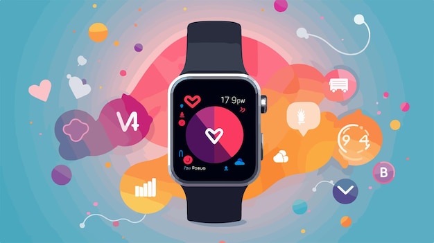 Vector a smart watch with the word love on the screen