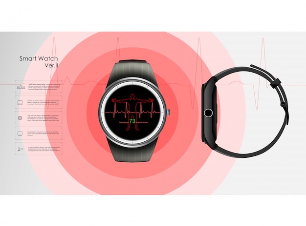 Vector smart watches that monitor the parameters of sleep and rest, health and heart rate.  illustration