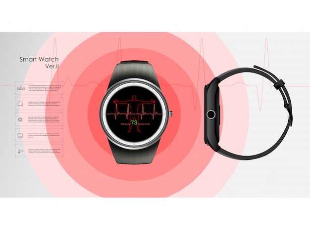  smart watches that monitor the parameters of sleep and rest, health and heart rate.  illustration